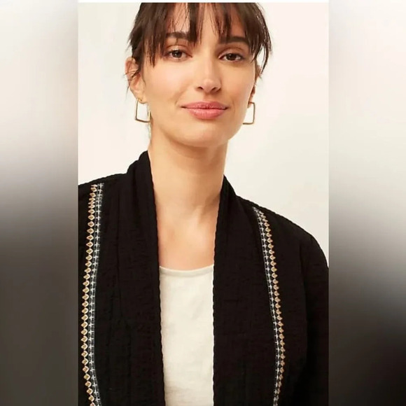 NWT J.Jill Pure Jill Seersucker Black Jacket Size Small - Picture 4 of 10